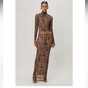 Ronny kobo lorden maxi leopard print skirt